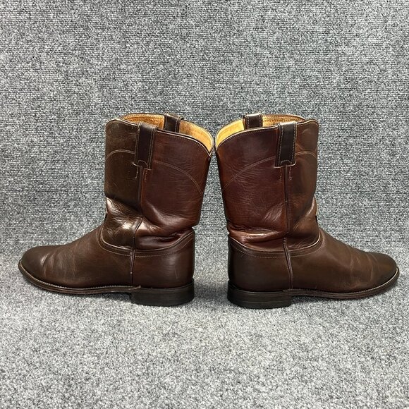 Justin Classic Roper Western Boots Men's Size 11D Brown Leather Pull On Cowboy - Picture 8 of 16